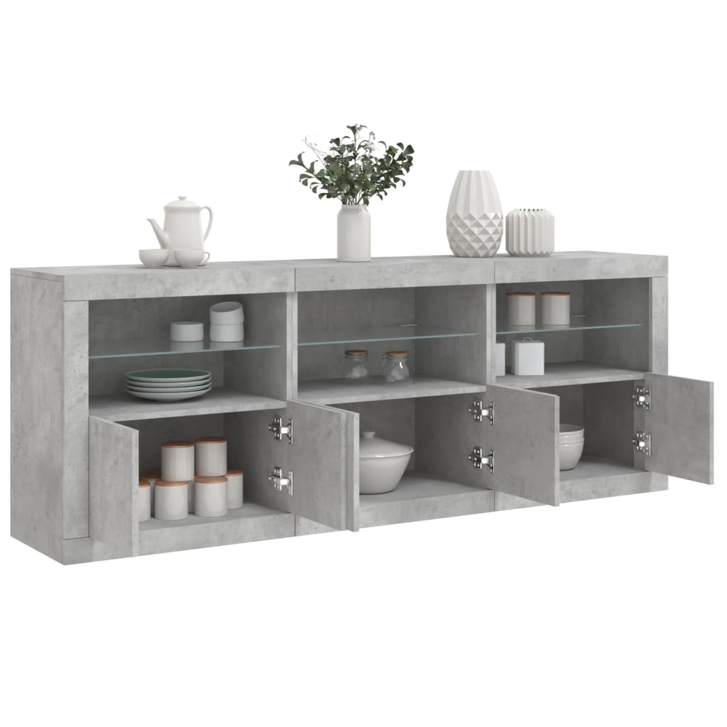Credenza Con Luci Led Grigio Cemento 181,5x37x67 cm