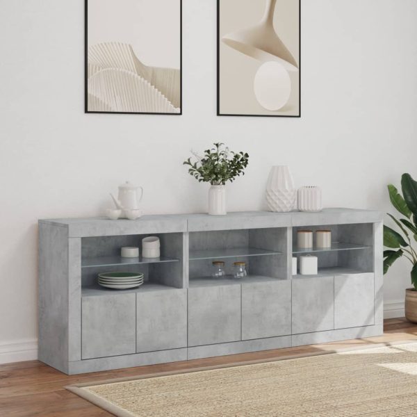 Credenza Con Luci Led Grigio Cemento 181,5x37x67 cm - Image 4