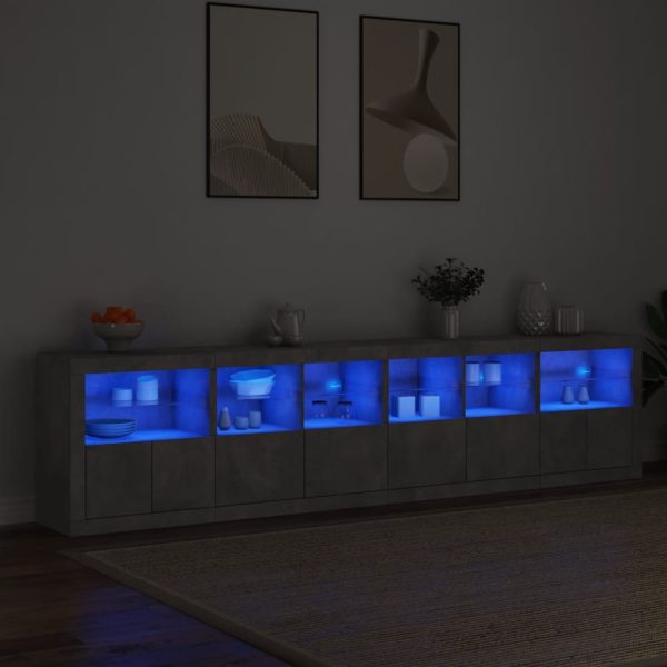 Credenza Con Luci Led Grigio Cemento 283x37x67 cm - Image 3