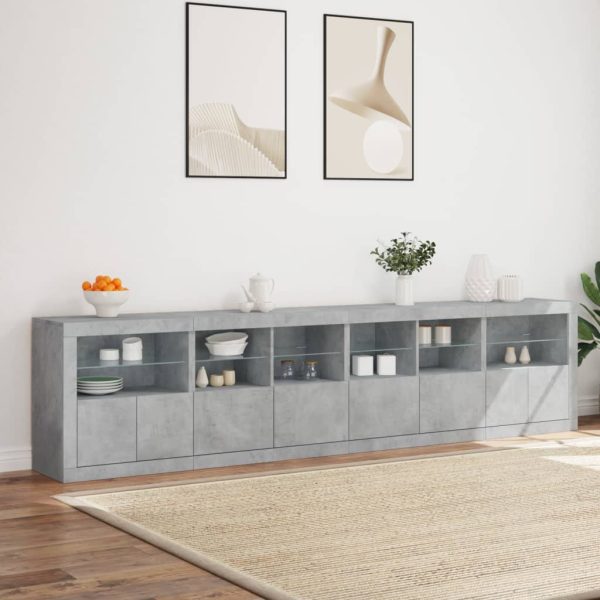 Credenza Con Luci Led Grigio Cemento 283x37x67 cm - Image 4