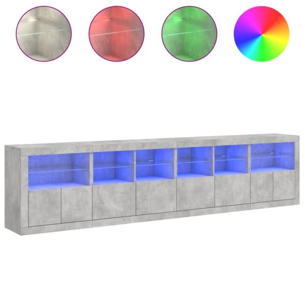 Credenza Con Luci Led Grigio Cemento 283x37x67 cm - Image 5