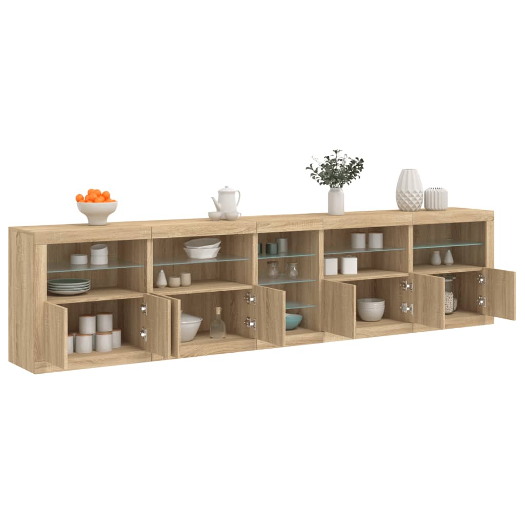 Credenza Con Luci Led Rovere Sonoma 283x37x67 cm
