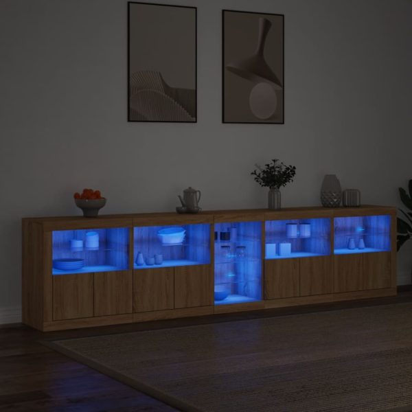 Credenza Con Luci Led Rovere Sonoma 283x37x67 cm - Image 3