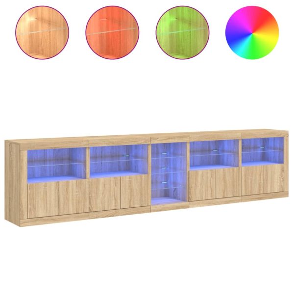 Credenza Con Luci Led Rovere Sonoma 283x37x67 cm - Image 5