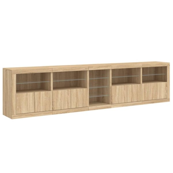 Credenza Con Luci Led Rovere Sonoma 283x37x67 cm - Image 6