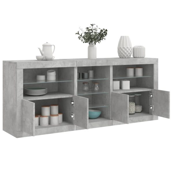 Credenza Con Luci Led Grigio Cemento 162x37x67 cm
