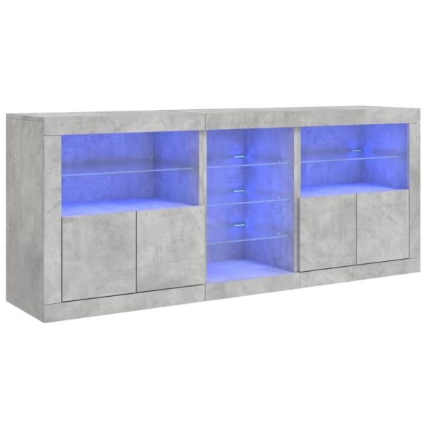 Credenza Con Luci Led Grigio Cemento 162x37x67 cm - Image 2