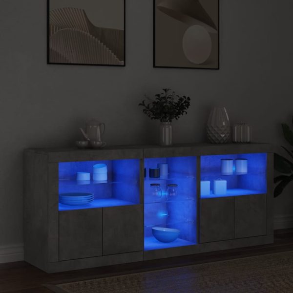 Credenza Con Luci Led Grigio Cemento 162x37x67 cm - Image 3