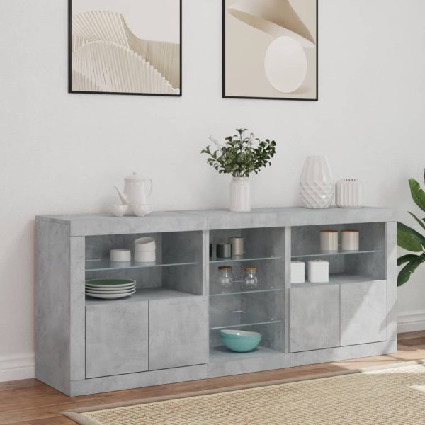 Credenza Con Luci Led Grigio Cemento 162x37x67 cm - Image 4