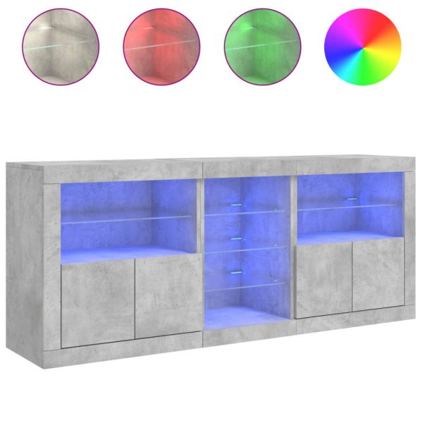 Credenza Con Luci Led Grigio Cemento 162x37x67 cm - Image 5