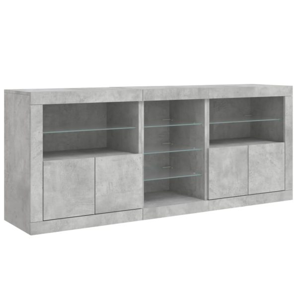 Credenza Con Luci Led Grigio Cemento 162x37x67 cm - Image 6