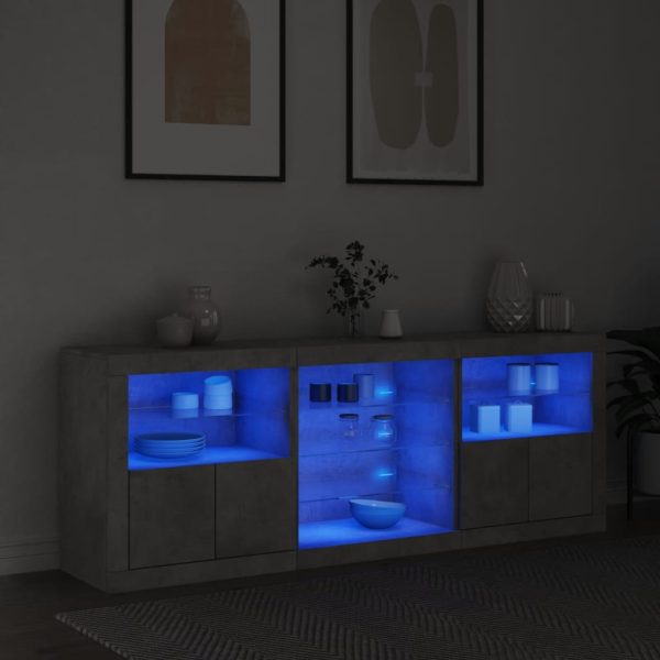 Credenza Con Luci Led Grigio Cemento 181,5x37x67 cm - Image 3