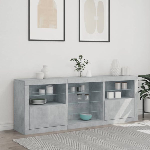 Credenza Con Luci Led Grigio Cemento 181,5x37x67 cm - Image 4