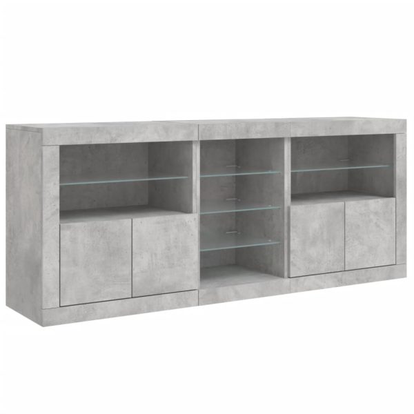 Credenza Con Luci Led Grigio Cemento 181,5x37x67 cm - Image 5