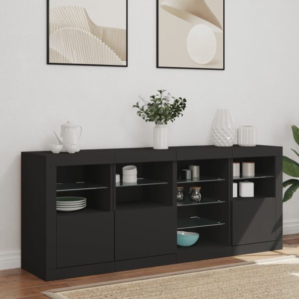 Credenza Con Luci Led Nera 164x37x67 cm - Image 3