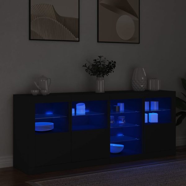 Credenza Con Luci Led Nera 164x37x67 cm - Image 4