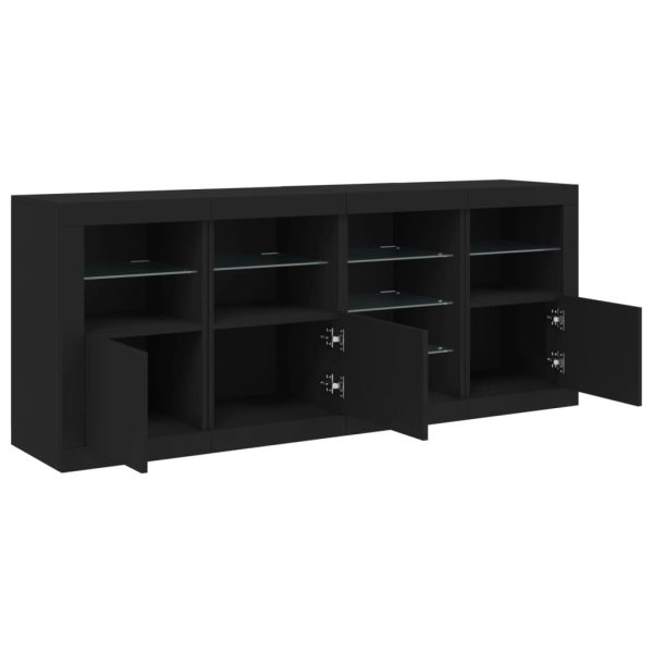 Credenza Con Luci Led Nera 164x37x67 cm - Image 6