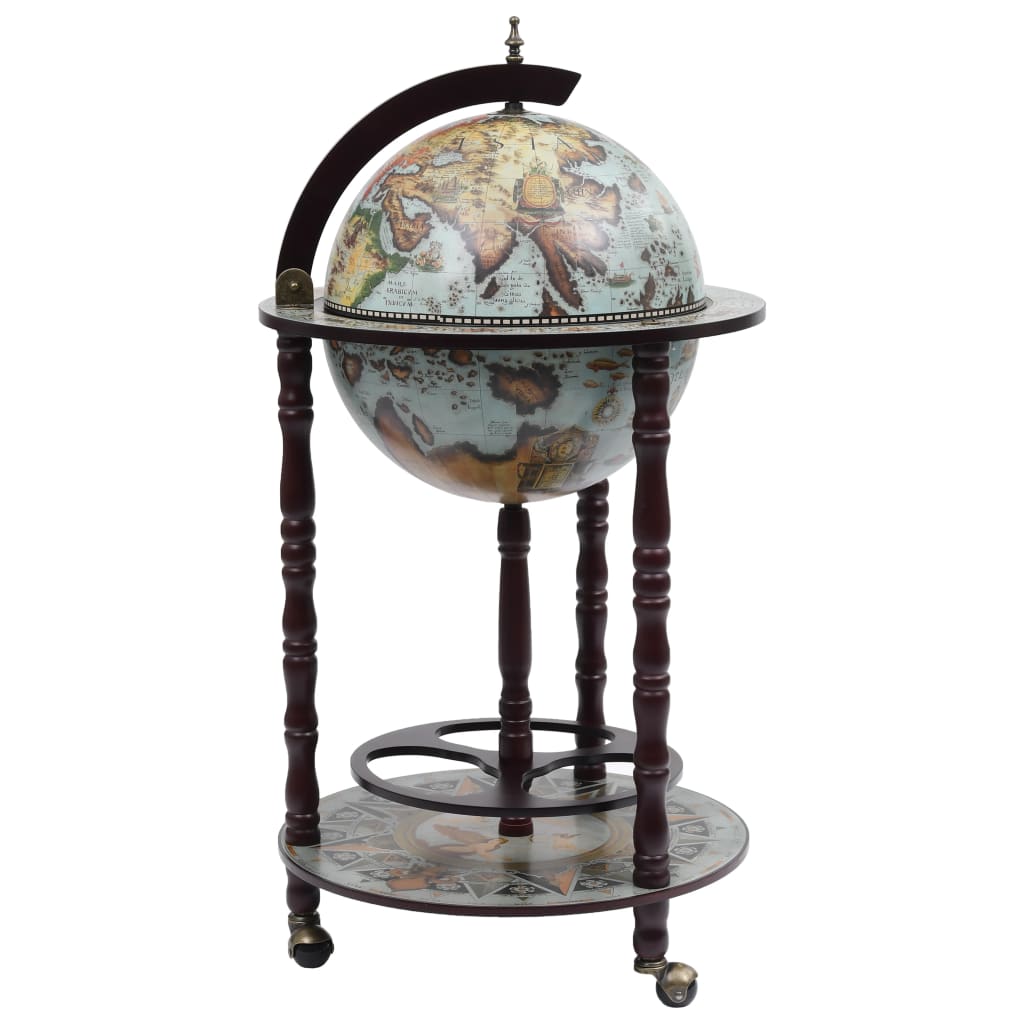 Minibar A Forma Di Globo Con Supporto In Legno Di Eucalipto Blu