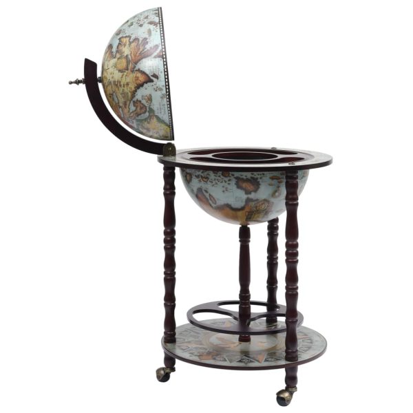 Minibar A Forma Di Globo Con Supporto In Legno Di Eucalipto Blu - Image 4