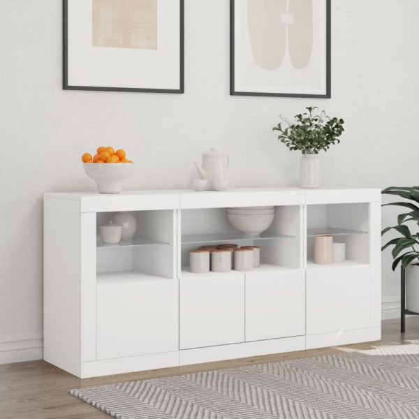Credenza Con Luci Led Bianca 142,5x37x67 cm - Image 3