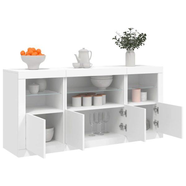 Credenza Con Luci Led Bianca 142,5x37x67 cm - Image 4