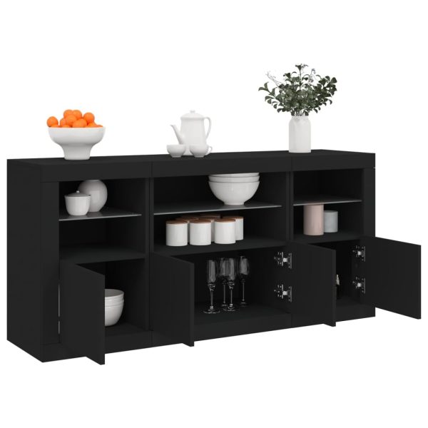 Credenza Con Luci Led Nera 142,5x37x67 cm - Image 4