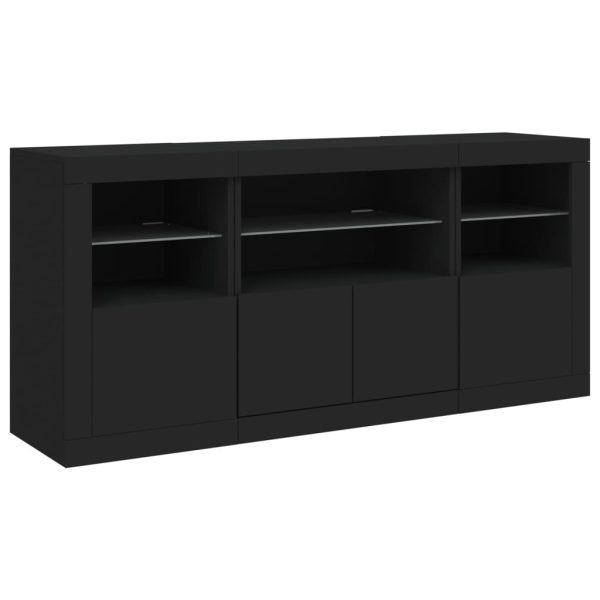 Credenza Con Luci Led Nera 142,5x37x67 cm - Image 5