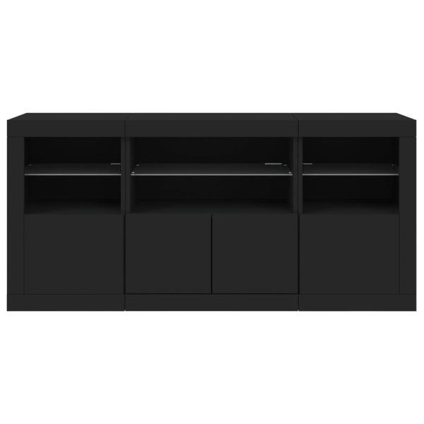 Credenza Con Luci Led Nera 142,5x37x67 cm - Image 6
