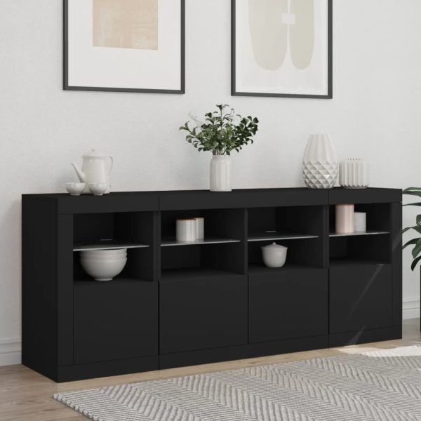 Credenza Con Luci Led Nera 163x37x67 cm - Image 3