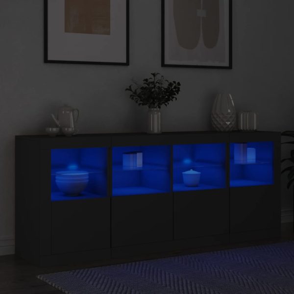Credenza Con Luci Led Nera 163x37x67 cm - Image 4