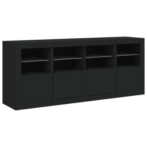 Credenza Con Luci Led Nera 163x37x67 cm - Image 5