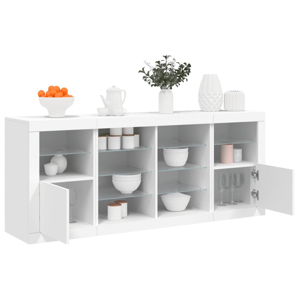 Credenza Con Luci Led Bianca 163x37x67 cm