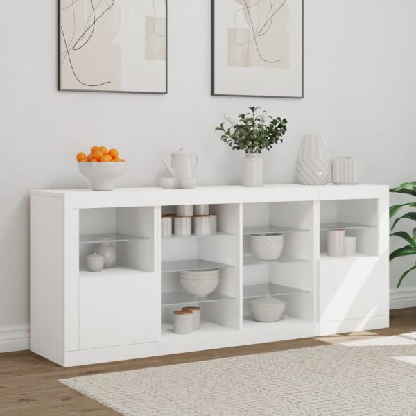 Credenza Con Luci Led Bianca 163x37x67 cm - Image 3