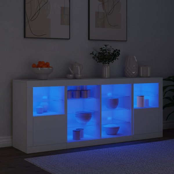 Credenza Con Luci Led Bianca 163x37x67 cm - Image 4