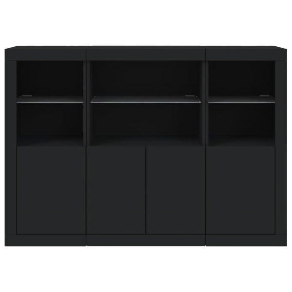 Credenze Con Luci Led 3 Pz Nere In Legno Multistrato - Image 6