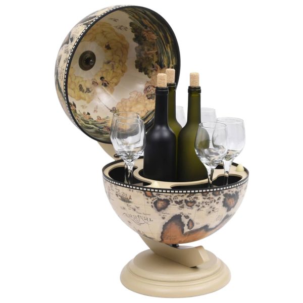 Minibar Da Tavola A Globo Supporto Per Vini In Eucalipto Bianco - Image 3