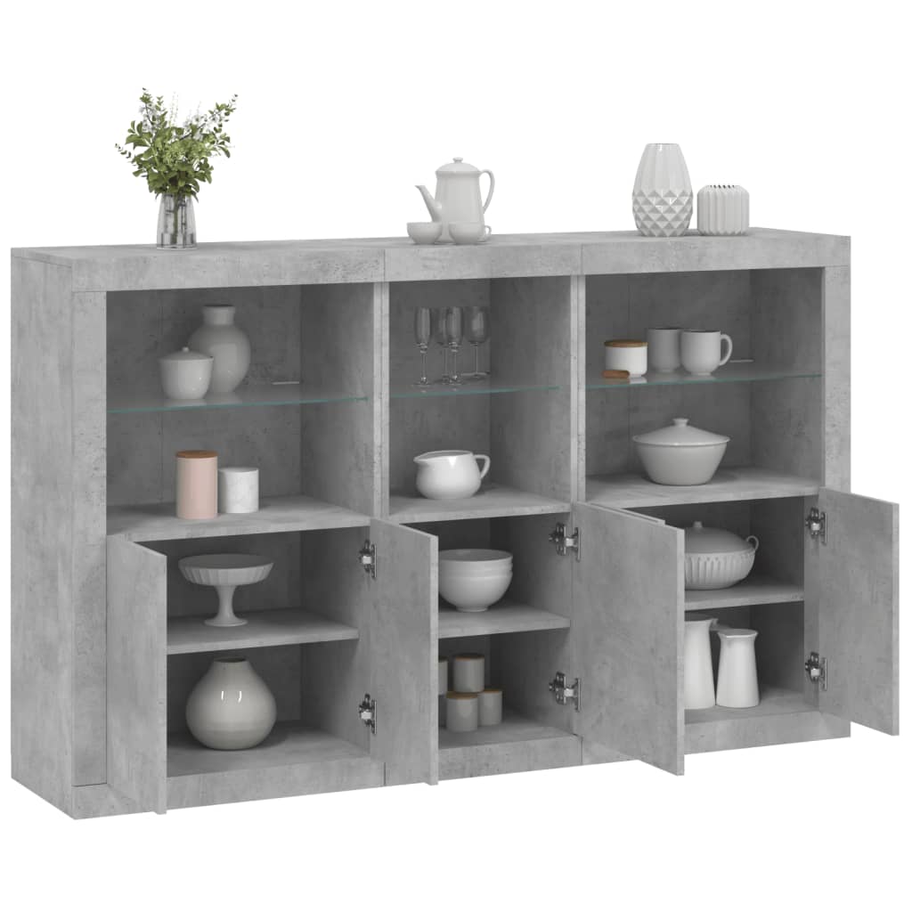 Credenza Con Luci Led Grigio Cemento 162x37x100 cm
