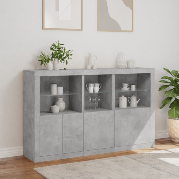 Credenza Con Luci Led Grigio Cemento 162x37x100 cm - Image 4