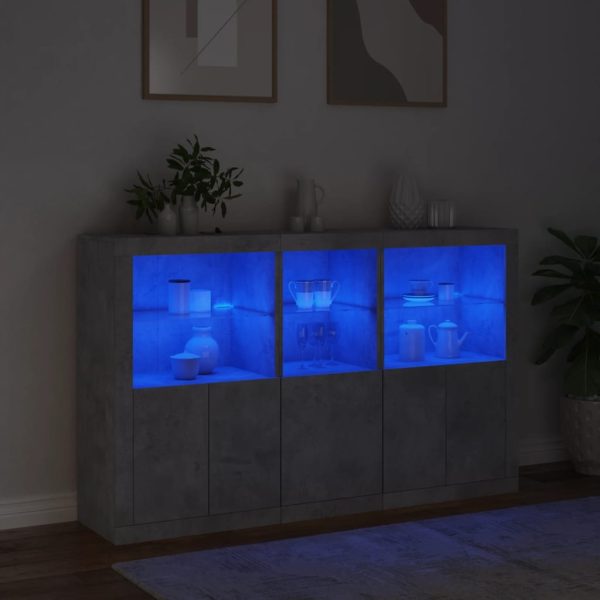 Credenza Con Luci Led Grigio Cemento 162x37x100 cm - Image 5