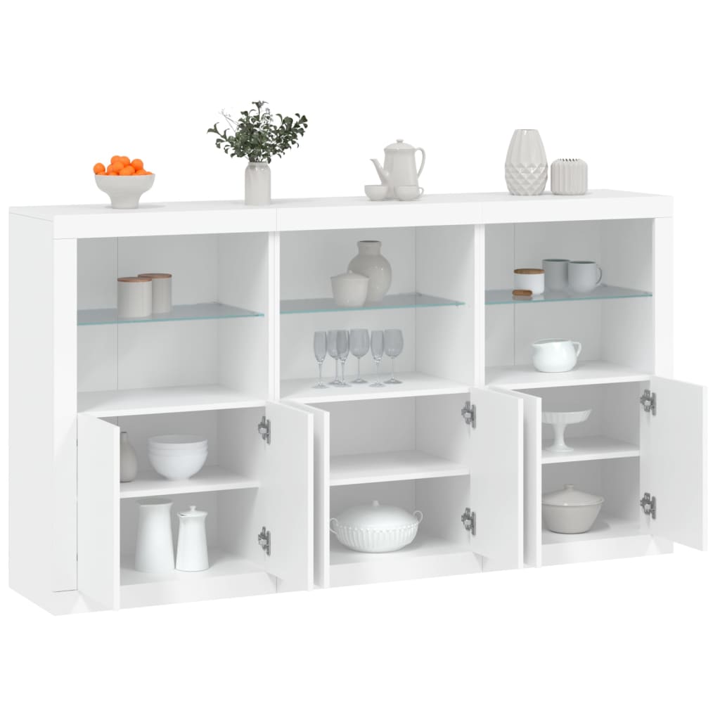 Credenza Con Luci Led Bianca 181,5x37x100 cm