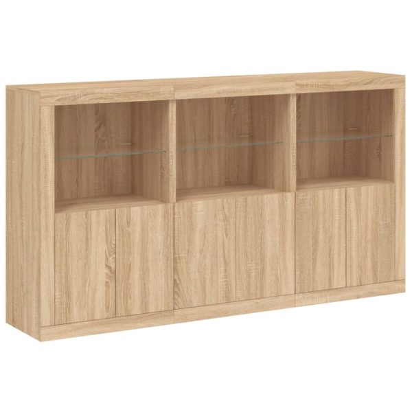 Credenza Con Luci Led Rovere Sonoma 181,5x37x100 cm - Image 3