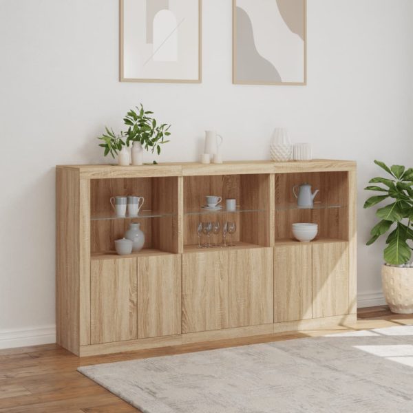 Credenza Con Luci Led Rovere Sonoma 181,5x37x100 cm - Image 4
