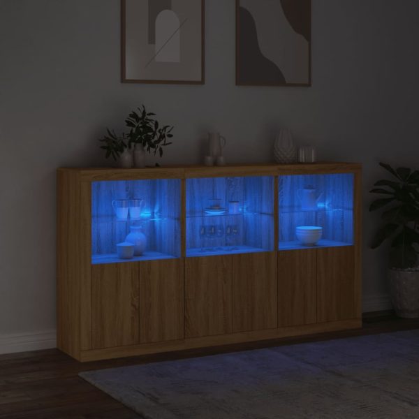 Credenza Con Luci Led Rovere Sonoma 181,5x37x100 cm - Image 5