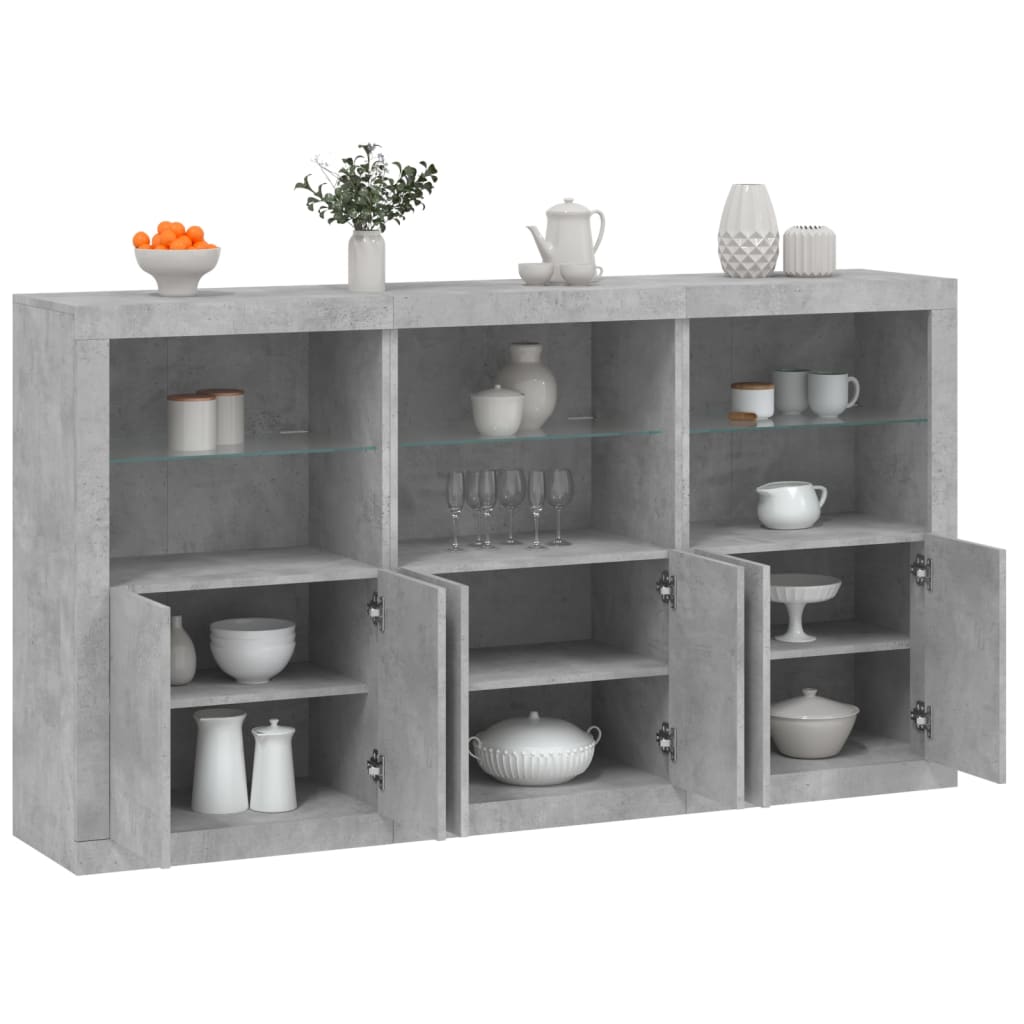 Credenza Con Luci Led Grigio Cemento 181,5x37x100 cm