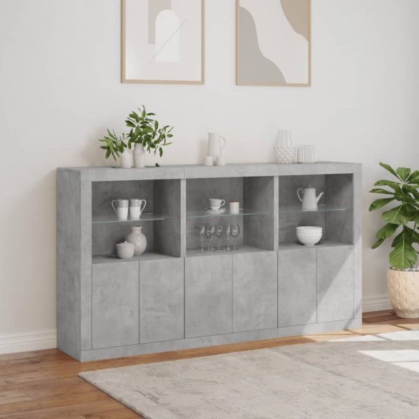 Credenza Con Luci Led Grigio Cemento 181,5x37x100 cm - Image 4
