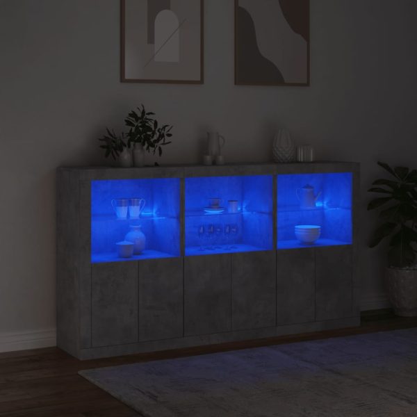 Credenza Con Luci Led Grigio Cemento 181,5x37x100 cm - Image 5