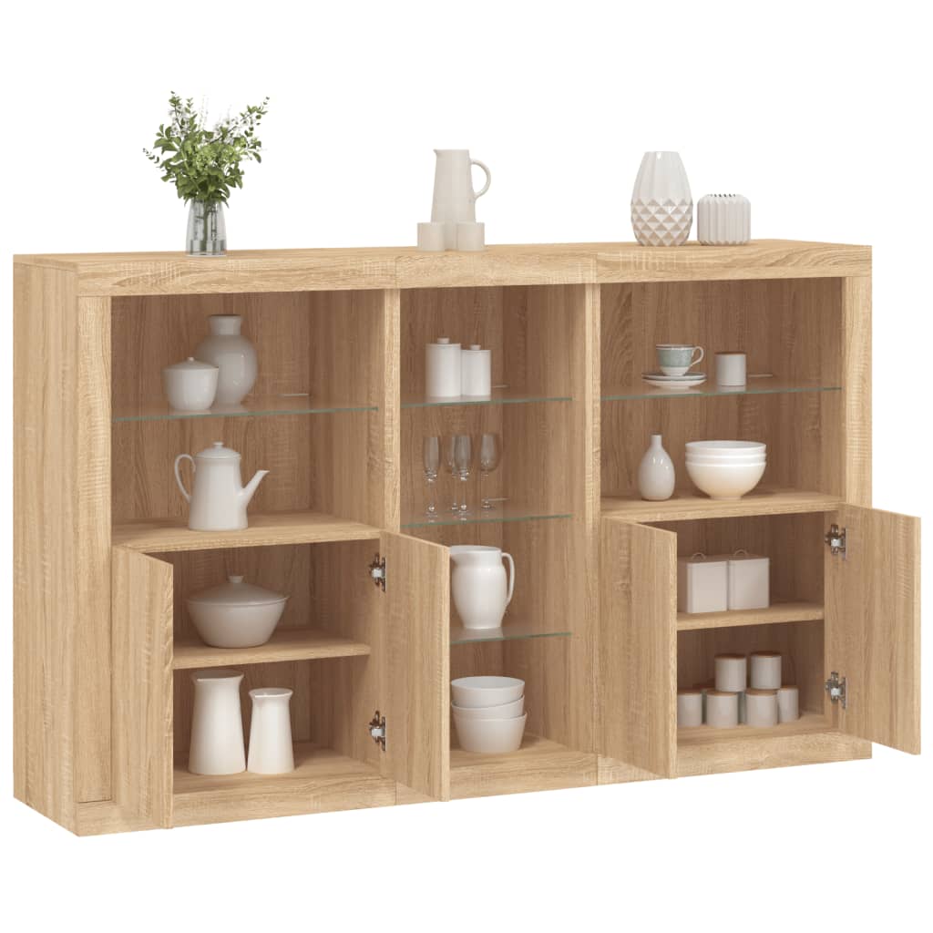 Credenza Con Luci Led Rovere Sonoma 162x37x100 cm