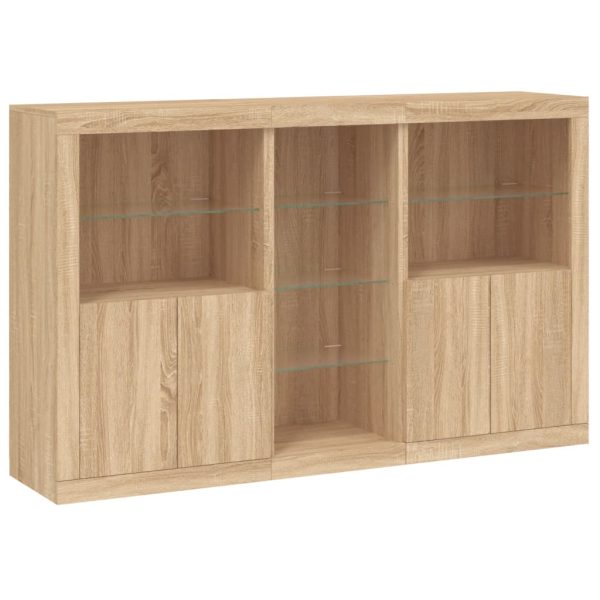 Credenza Con Luci Led Rovere Sonoma 162x37x100 cm - Image 3