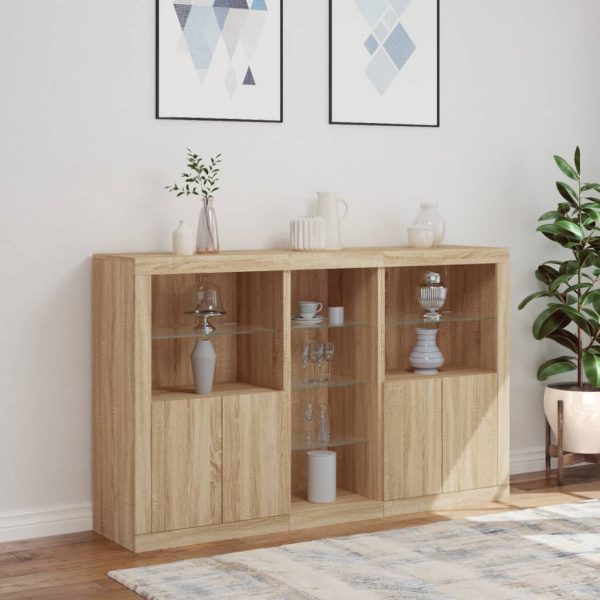 Credenza Con Luci Led Rovere Sonoma 162x37x100 cm - Image 4