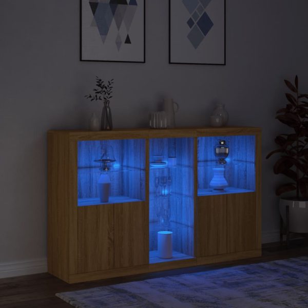 Credenza Con Luci Led Rovere Sonoma 162x37x100 cm - Image 5